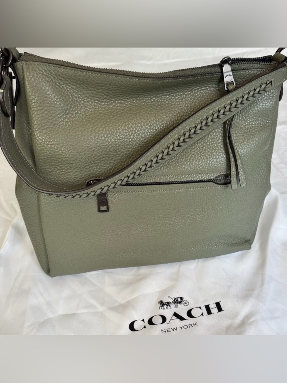 New Coach Pebble Leather Shay Whipstitch 594 LG Shoulder Bag Fern Green Sold Out